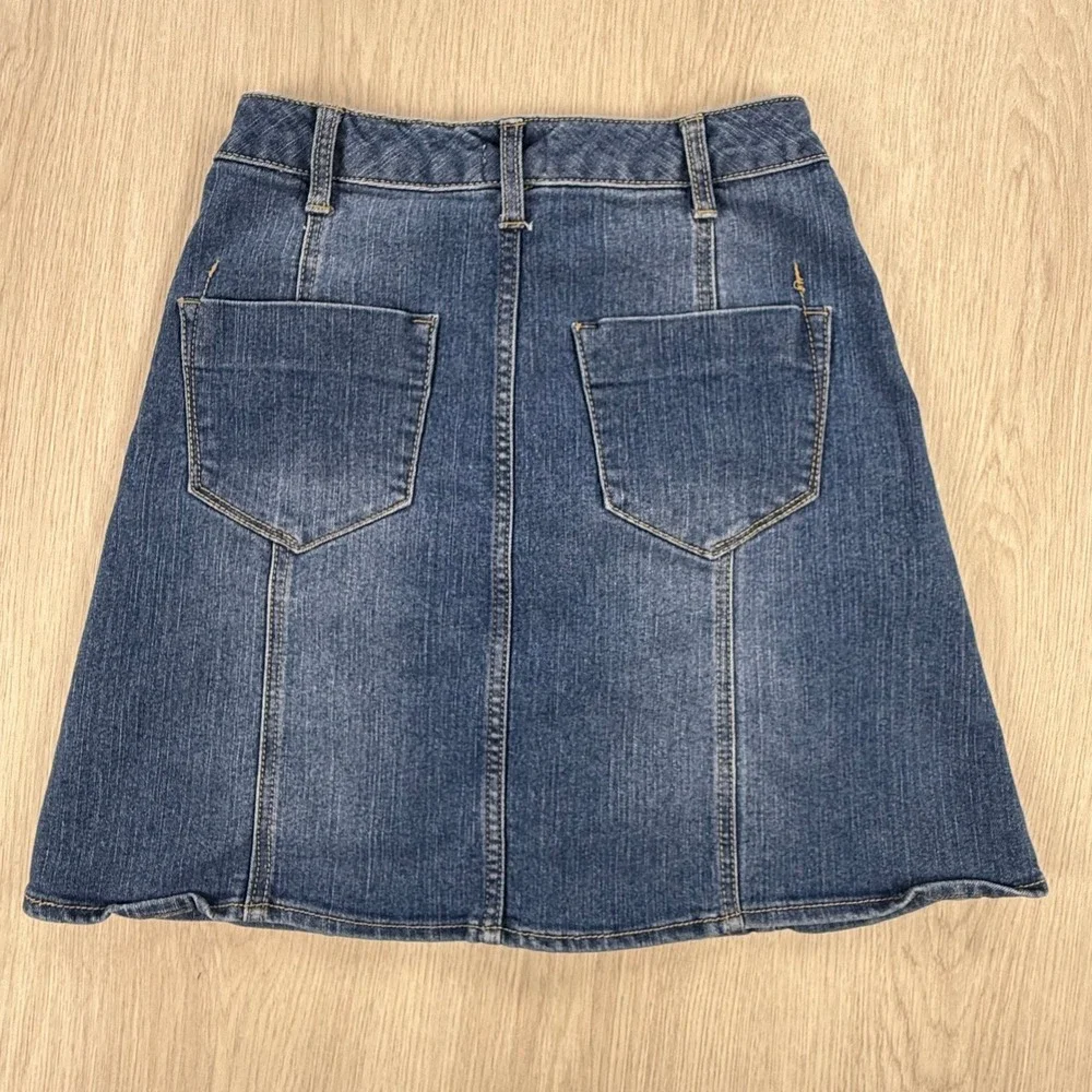 Denim Button Front Midi Skirt Mossimo Supply Co Medium Wash Y2K Casual Size 00